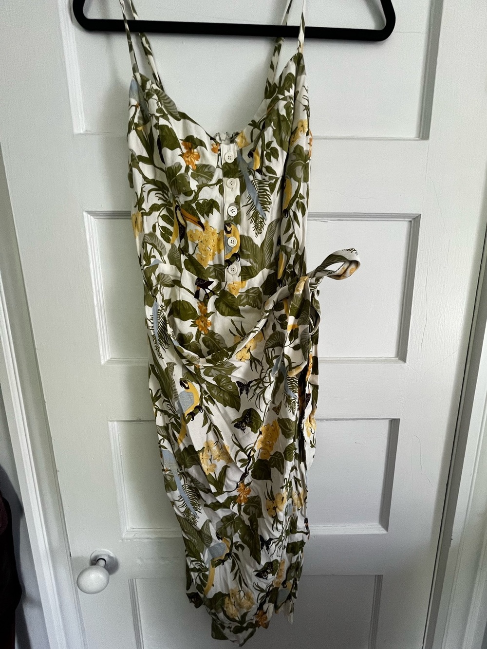 Reformation Tropical Floral Print Tie-Waist Midi Dress